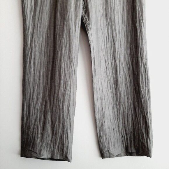 FOLEY'S | NEW Dress Pants Textural Crushed Fabric Linen Blend Gray Sz L - Picture 4 of 10